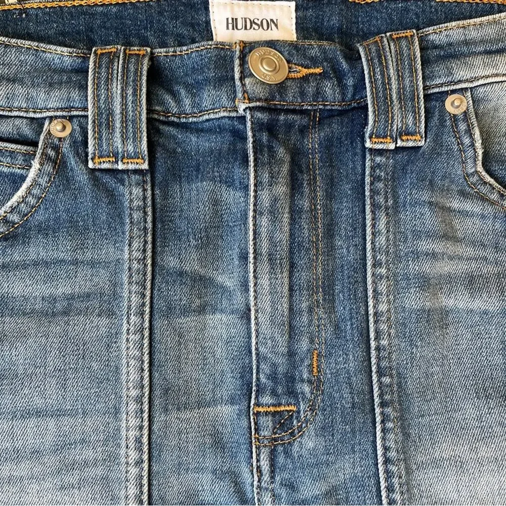 Hudson Weekender Step Hem Distressed Jean Mini Skirt size 26